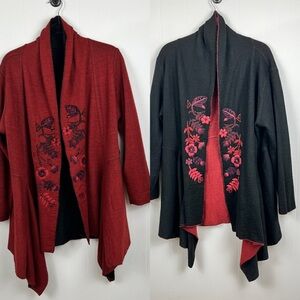 Reversible black and white embroidered cardigan